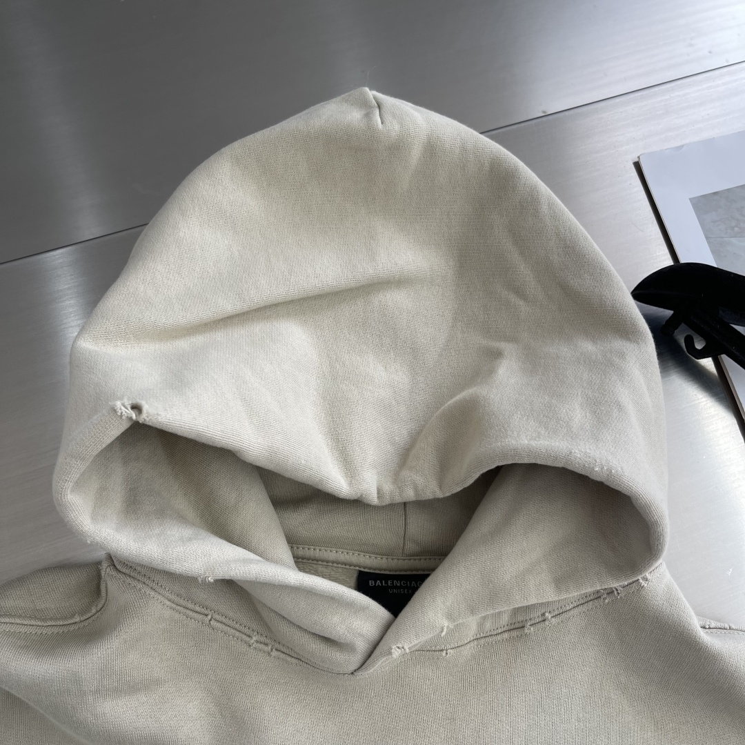 -Balenciag 25ss新款TAPE TYPE RIPPED POCKET HOODIE连帽卫衣 