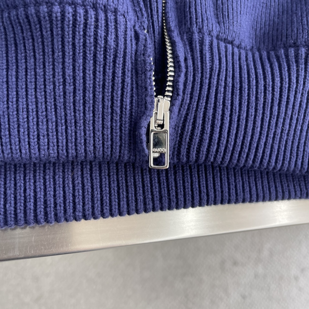 -GUCC 2024fw Gart系列毛织拉链外套，拼接毛织拉链外套 袖口自带logo刺绣 男女同款 码