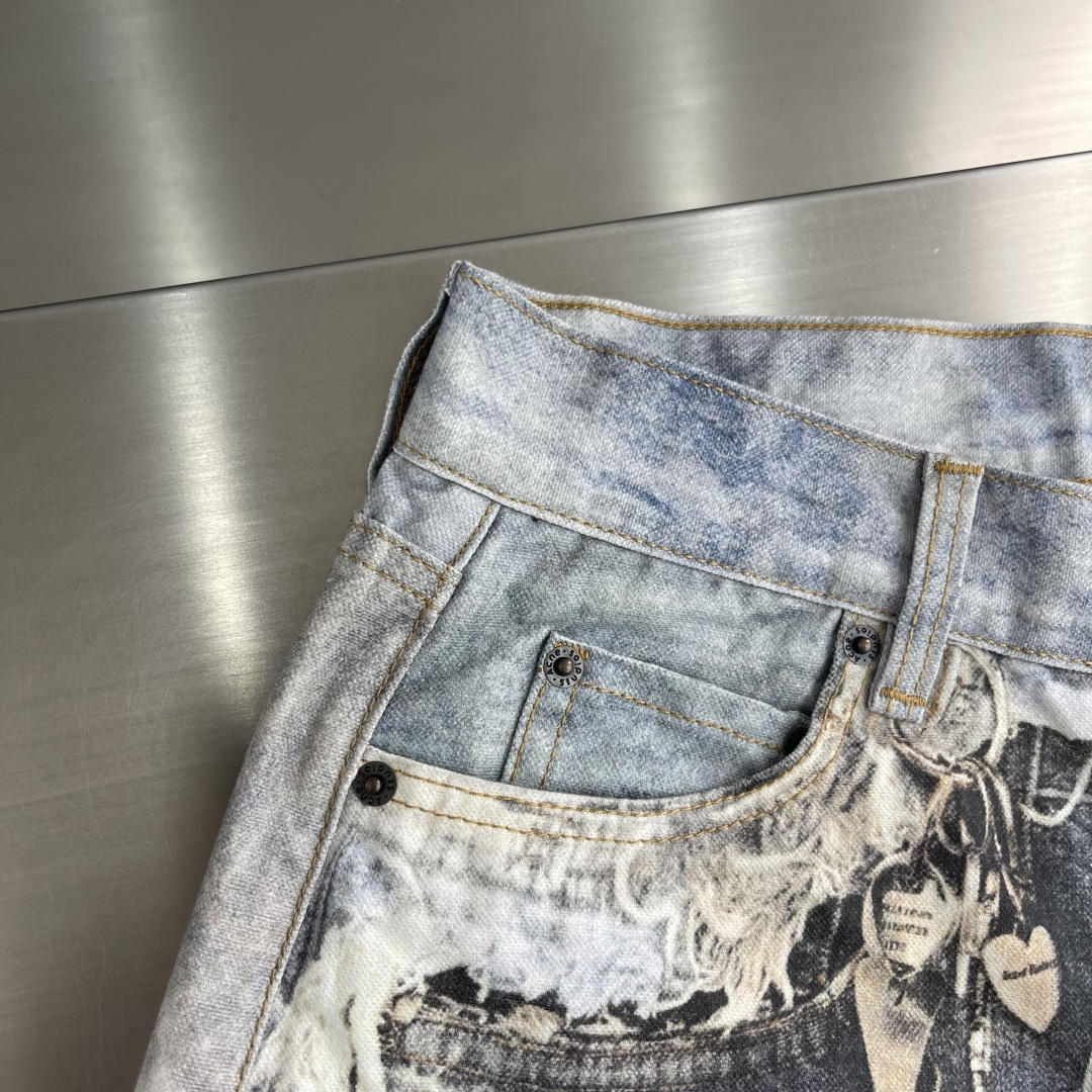 -Acne 25ss新款3d印花水洗牛仔裤 男女同款 高版本码数：42.44.46.48.50.52.5