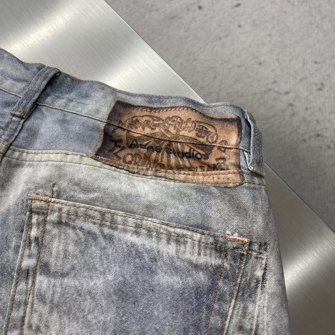 -Acne 25ss新款3d印花水洗牛仔裤 男女同款 高版本码数：42.44.46.48.50.52.5