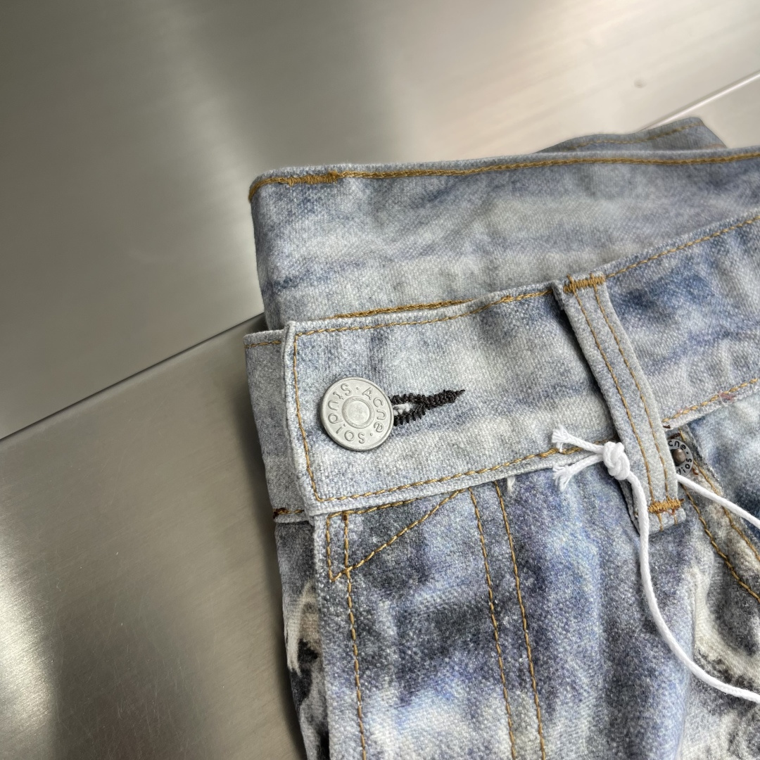 -Acne 25ss新款3d印花水洗牛仔裤 男女同款 高版本码数：42.44.46.48.50.52.5