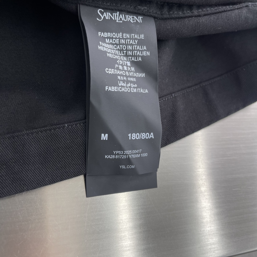 -SaintLaurent YSL标识刺绣衬衫式外套定制舒氧长绒精梳棉 质感卓越 舒适贴肤 以黑曜石为灵