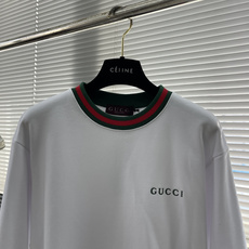 -GUCC 25ss新款饰织带珠地棉卫衣这款白色双面珠地棉卫衣匠心融蕴条纹织带滚边和Gucc刺 -GUCC 25ss新款饰织带珠地棉卫衣这款白色双面珠地棉卫衣匠心融蕴条纹织带滚边和Gucc刺