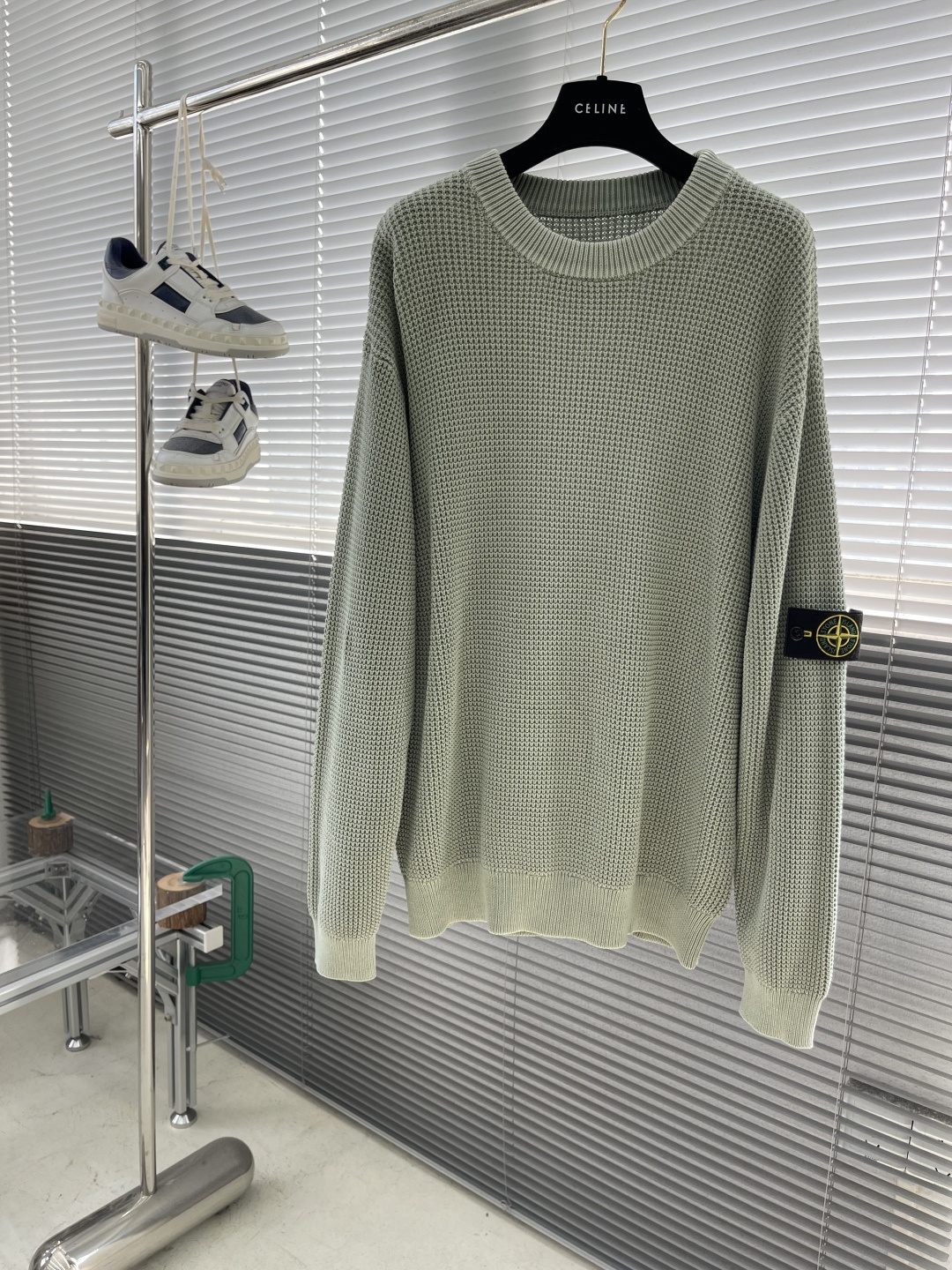 -Stone Island 2025秋冬系列休闲毛衣码数：M-3XL 微阔版型臂袖经典罗盘章仔 经典百搭