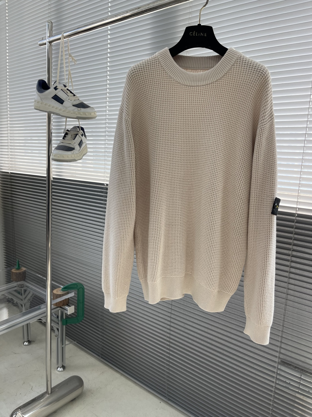 -Stone Island 2025秋冬系列休闲毛衣码数：M-3XL 微阔版型臂袖经典罗盘章仔 经典百搭