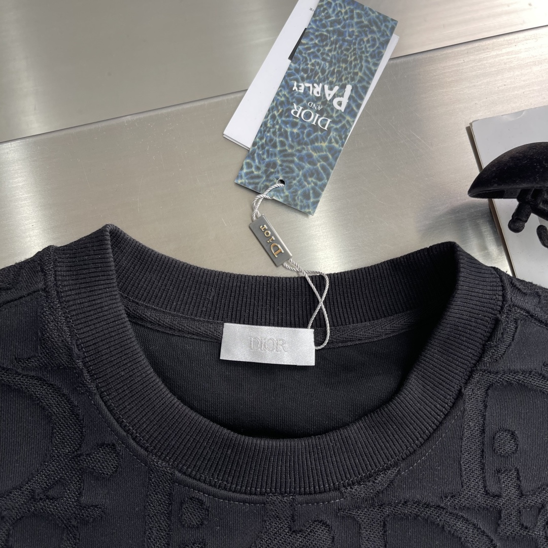 -Dio 2025fw新款提花字母logo工艺刺绣休闲宽松棉质面料长袖卫衣男女同款 码数：S-XL