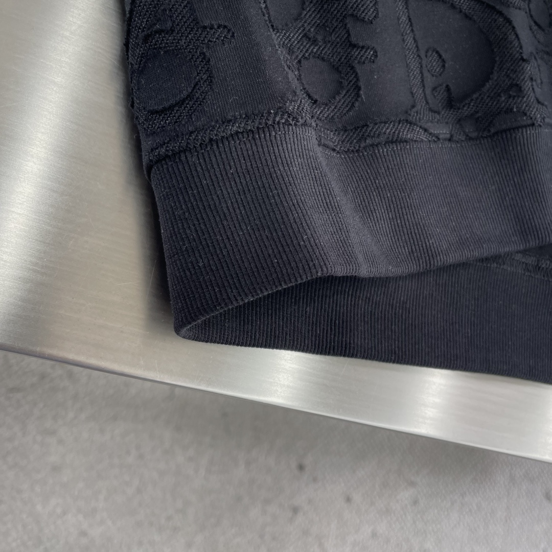 -Dio 2025fw新款提花字母logo工艺刺绣休闲宽松棉质面料长袖卫衣男女同款 码数：S-XL