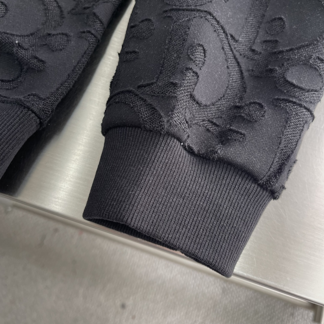 -Dio 2025fw新款提花字母logo工艺刺绣休闲宽松棉质面料长袖卫衣男女同款 码数：S-XL