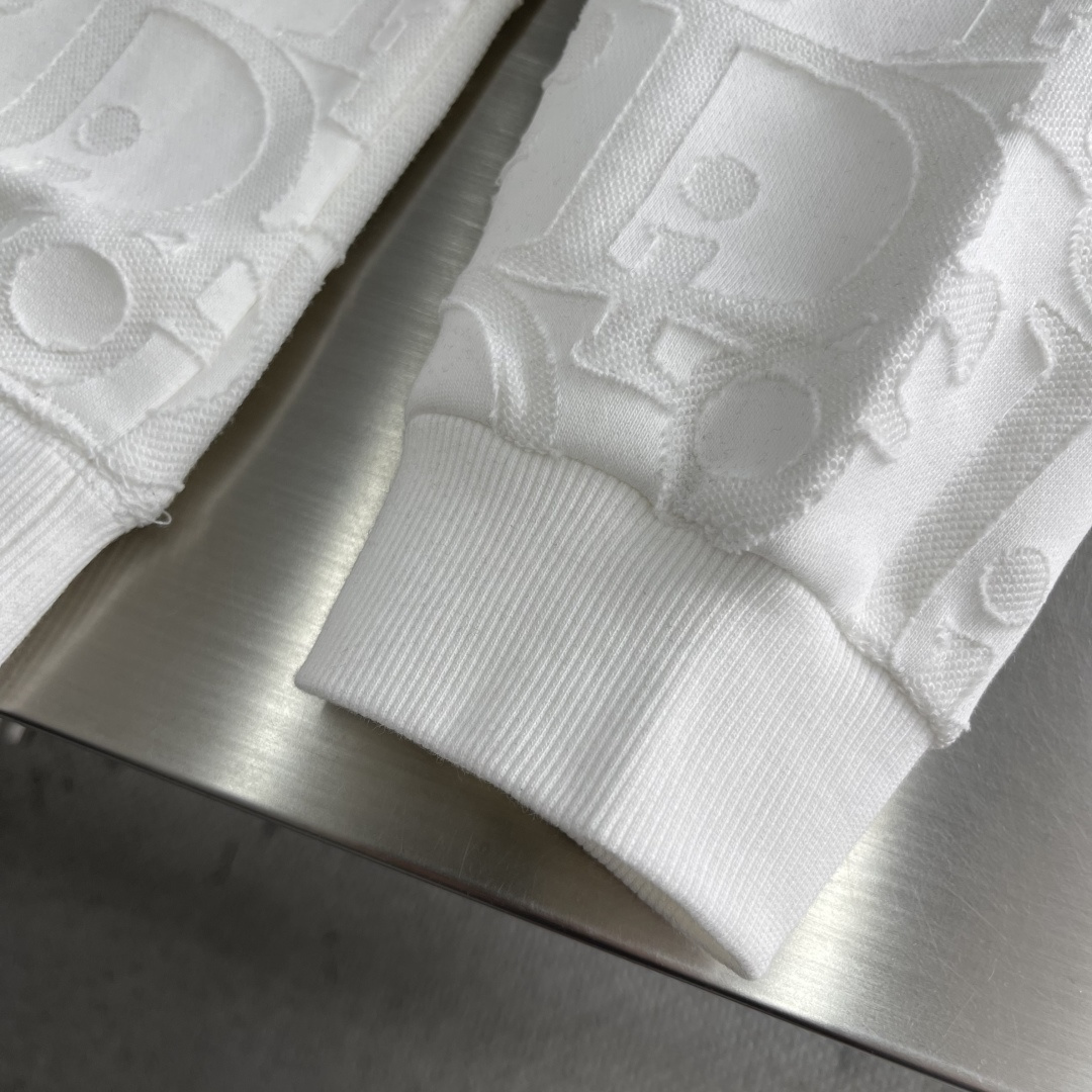 -Dio 2025fw新款提花字母logo工艺刺绣休闲宽松棉质面料长袖卫衣男女同款 码数：S-XL