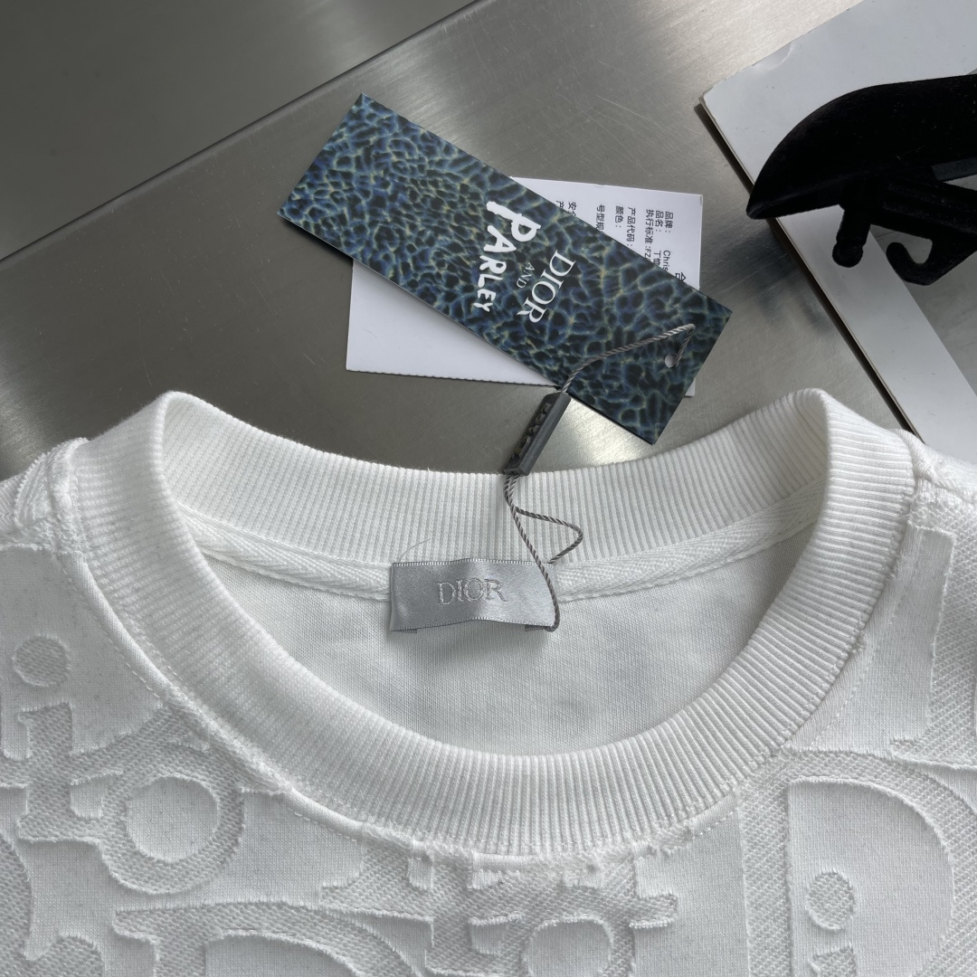 -Dio 2025fw新款提花字母logo工艺刺绣休闲宽松棉质面料长袖卫衣男女同款 码数：S-XL