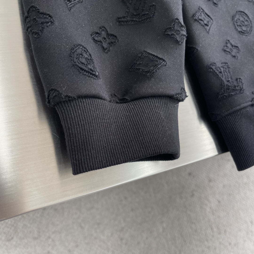 -驴牌 2025fw新款提花字母logo工艺刺绣提花图案休闲宽松棉质面料长袖卫衣男女同款 码数：S-XL