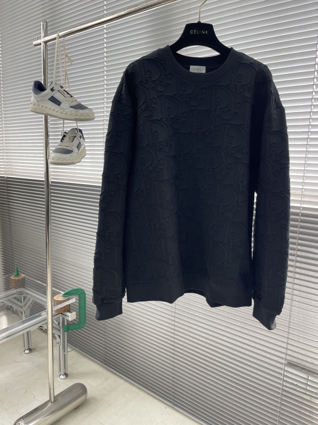 -Dio 2025fw新款提花字母logo工艺刺绣休闲宽松棉质面料长袖卫衣男女同款 码数：S-XL