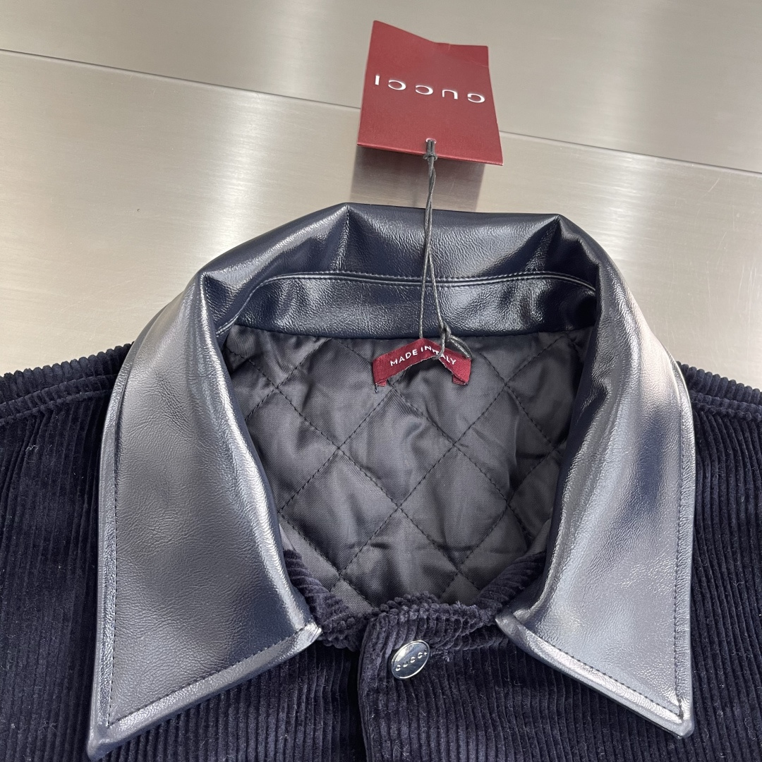 -GUCC 25ss新款夹克外套 多口袋胸前饰有经典字母标志 高版本 男女同款码数：46.48.50.5