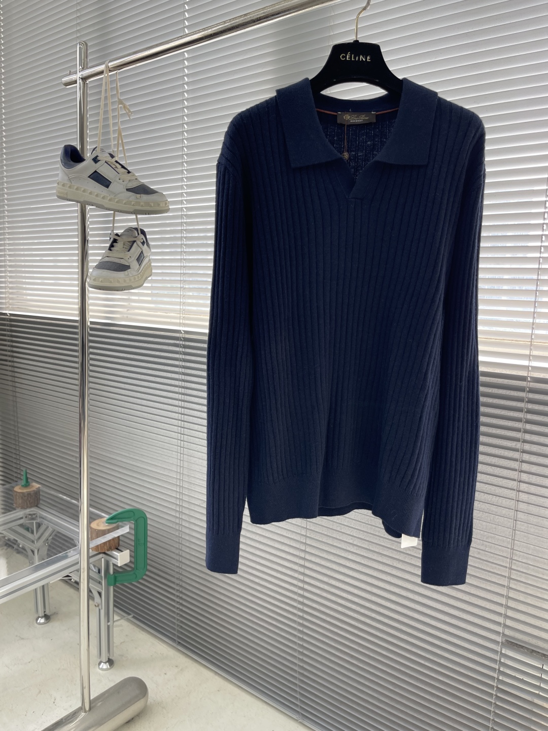 Loro Piana Lexington Poloshirt voor Heren - Geribbeld Kasjmier, Lange Mouwen