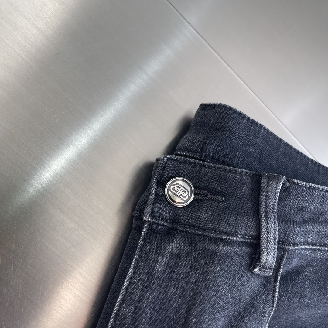 -Balenciag 2025新款反转口袋牛仔裤 定织定染丹宁环保牛仔布料高温重工洗水磨烂做旧工艺前幅有