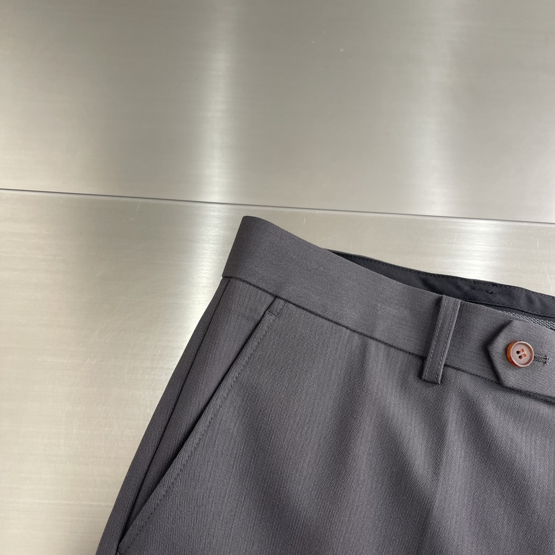 -Loro Piana 复古臻品“鱼骨纹”含羊毛醋酸天丝纤维面料垂感度舒适度极高挺括有型休闲西裤复古鱼骨