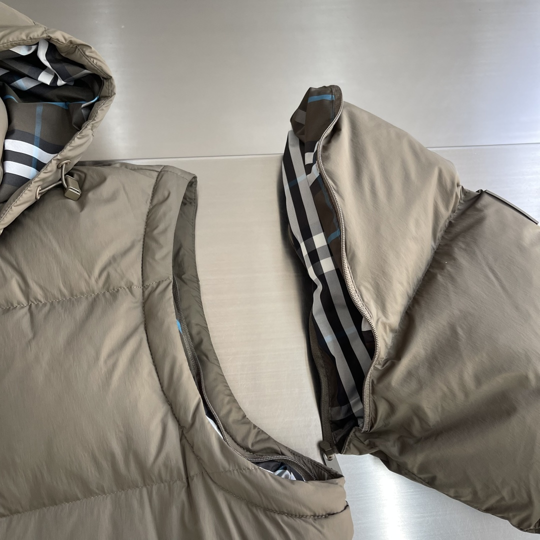 -BBR 2025全新格纹内衬可拆袖连帽夹克羽绒服.可脱袖变马甲.可脱帽变立领夹克/立领马甲/一件衣服多