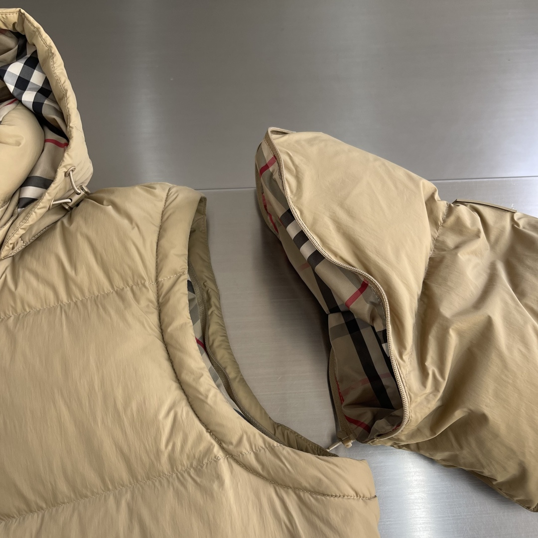 -BBR 2025全新格纹内衬可拆袖连帽夹克羽绒服.可脱袖变马甲.可脱帽变立领夹克/立领马甲/一件衣服多