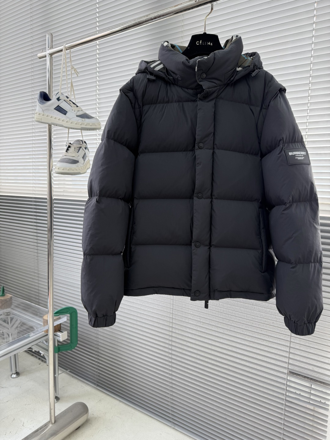 -BBR 2025全新格纹内衬可拆袖连帽夹克羽绒服.可脱袖变马甲.可脱帽变立领夹克/立领马甲/一件衣服多