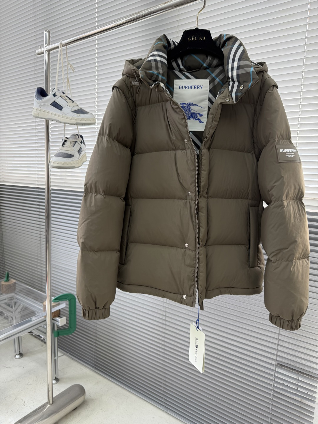 -BBR 2025全新格纹内衬可拆袖连帽夹克羽绒服.可脱袖变马甲.可脱帽变立领夹克/立领马甲/一件衣服多