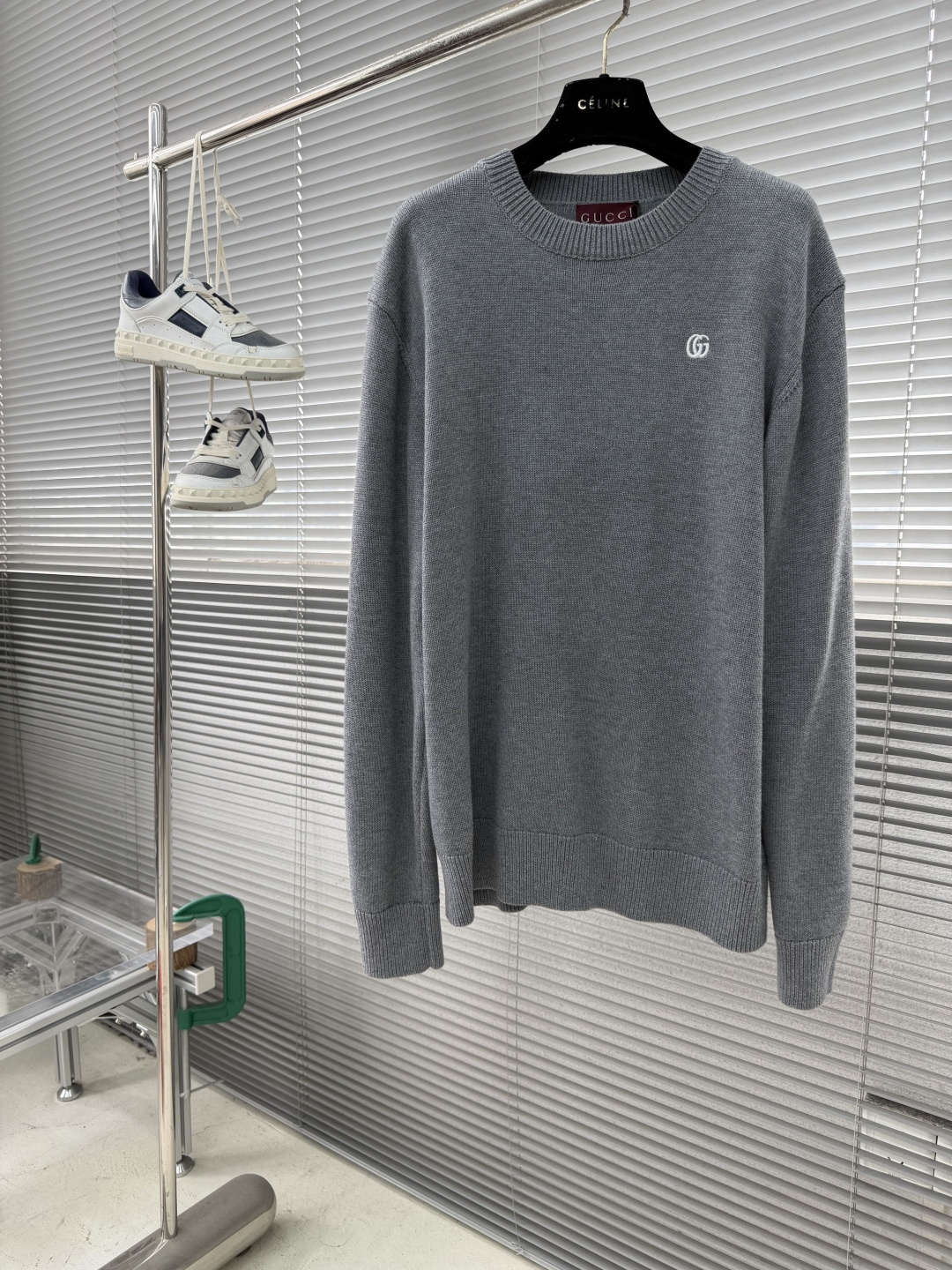 -GUCC 双G刺绣针织毛衣●面料：羊毛混纺面料●尺码：S-M-L-XL 男女同款●描述：面料选用高支数