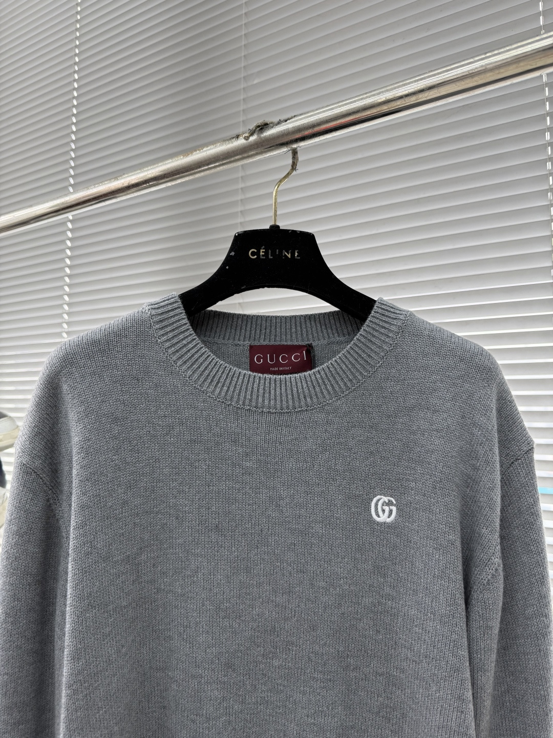 -GUCC 双G刺绣针织毛衣●面料：羊毛混纺面料●尺码：S-M-L-XL 男女同款●描述：面料选用高支数