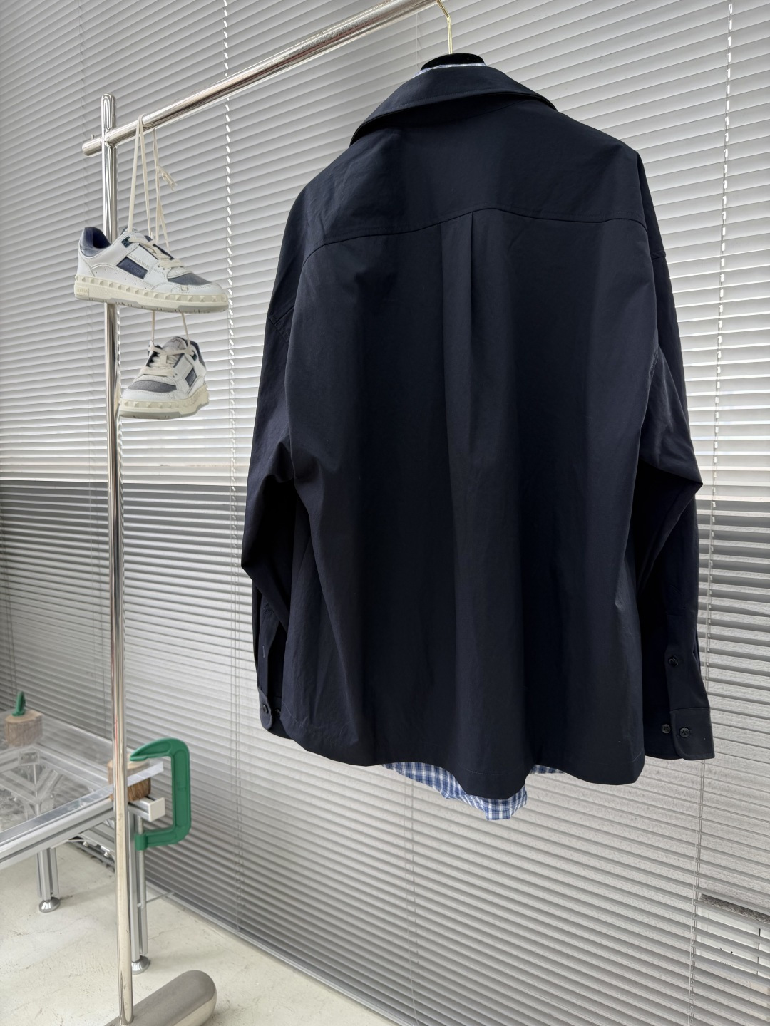 -MMY 2025秋季男士工装格子假两件长袖衬衫内里经典工装条纹，复古又百搭，散发着浓郁的工装风气息，彰