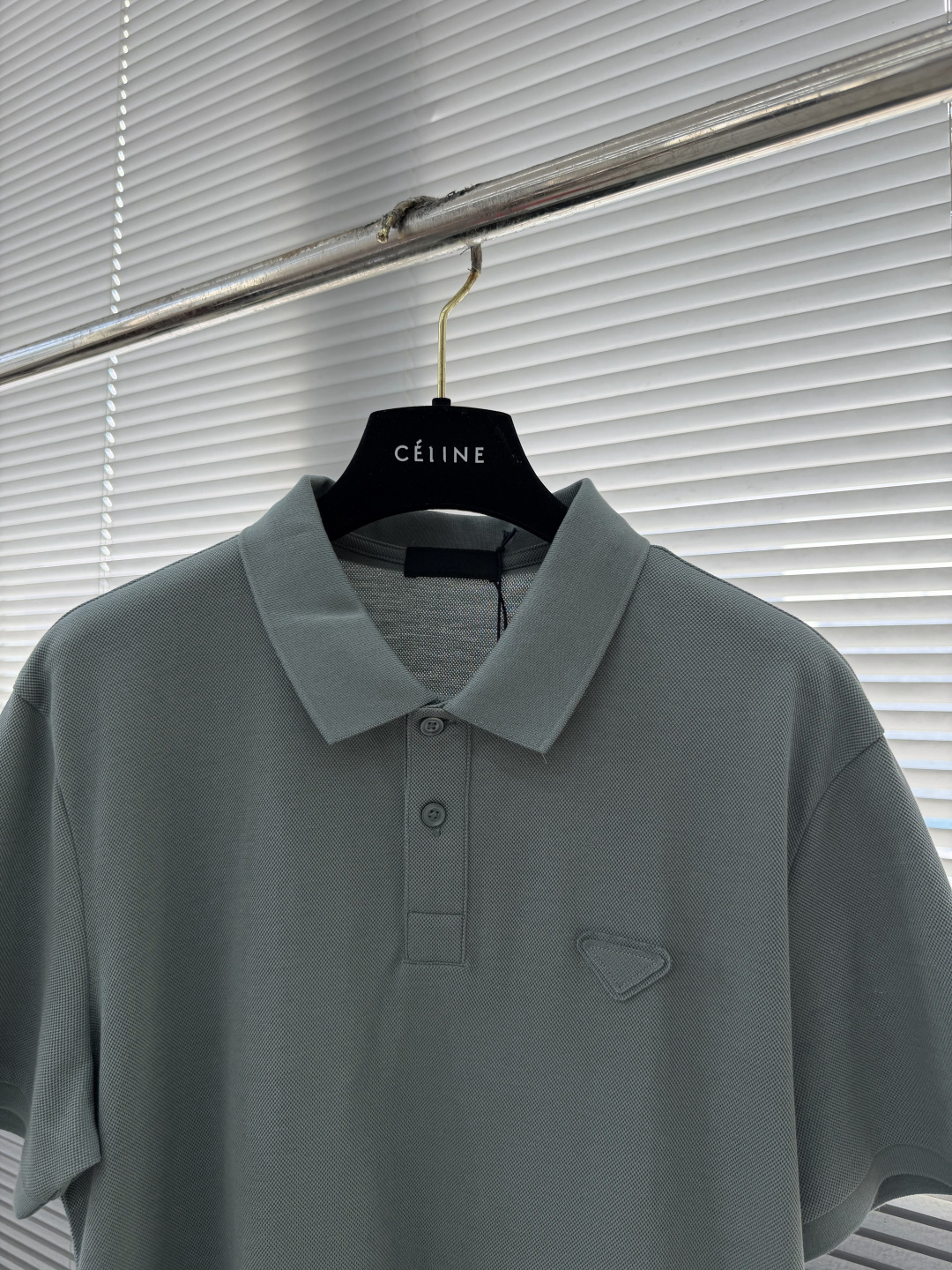 -PRAD 26ss P家春夏新款POLO 原版定制 面料选用进口钻石羊毛珠地棉 轻薄透气 上身丝滑舒适