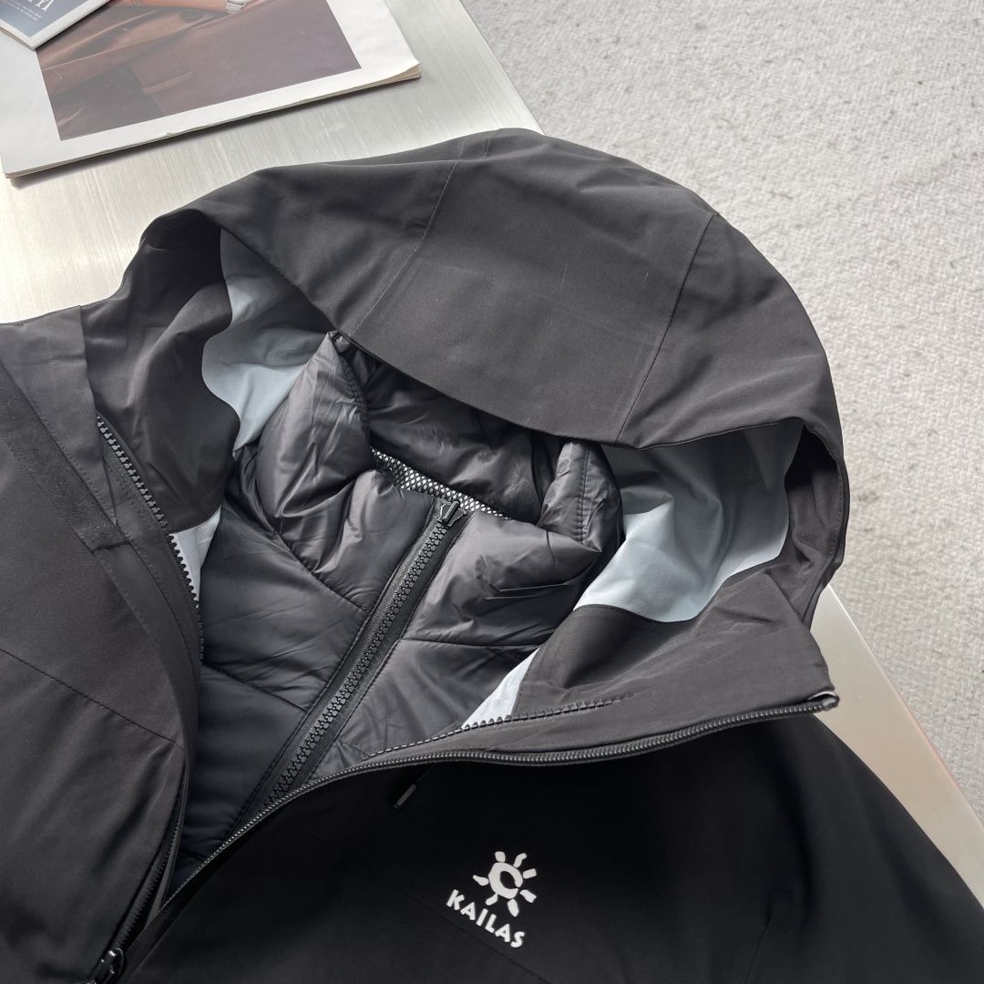-KAILAS凯乐石硬壳三合一羽绒冲锋衣可拆卸羽绒内胆，六防科技，三层压胶工艺，高密三合一科技型面料！登
