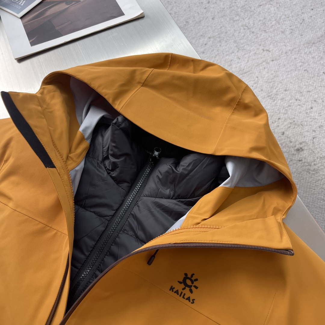 -KAILAS凯乐石硬壳三合一羽绒冲锋衣可拆卸羽绒内胆，六防科技，三层压胶工艺，高密三合一科技型面料！登