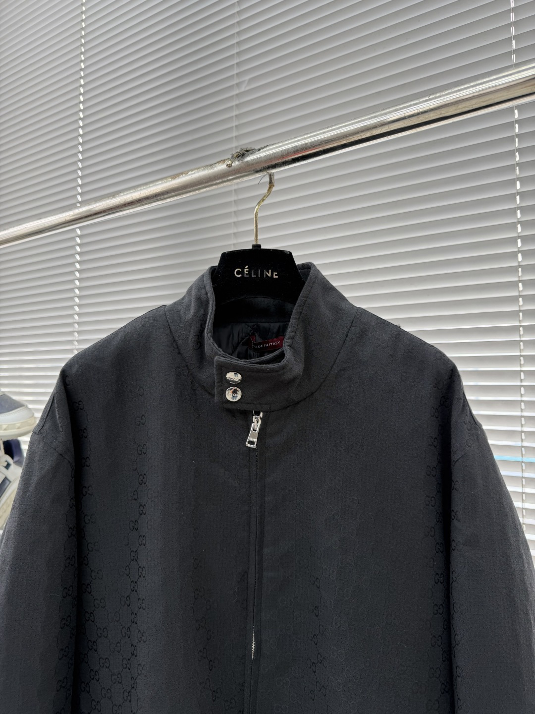 -GUCC 满印GG提花棉服定制黯金黑GG棉质微格织料以及双斜纹真丝方格夹层布 质感十足 厚重扎实 每一