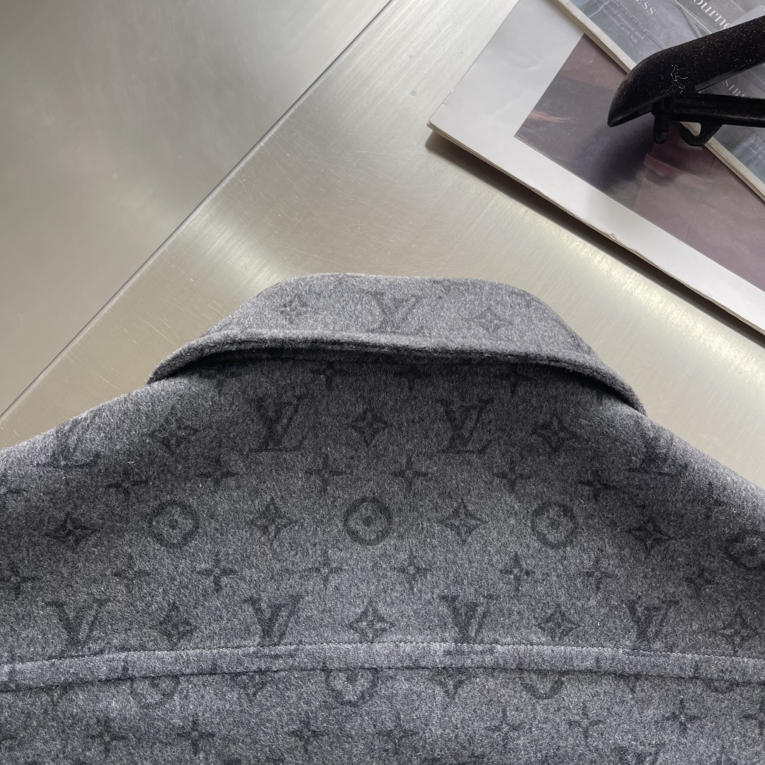 -驴牌 25fw满印衬衫式单排扣夹克外套定制560克70%羊毛混纺双面呢定位裁床手工包缝1:1订制辅料、