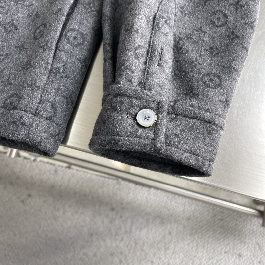 -驴牌 25fw满印衬衫式单排扣夹克外套定制560克70%羊毛混纺双面呢定位裁床手工包缝1:1订制辅料、