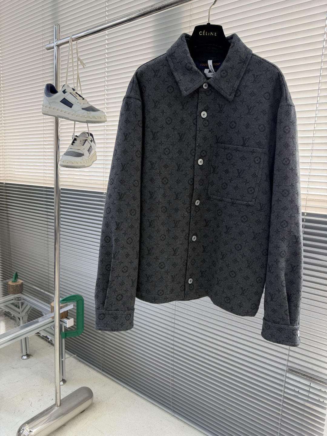 -驴牌 25fw满印衬衫式单排扣夹克外套定制560克70%羊毛混纺双面呢定位裁床手工包缝1:1订制辅料、