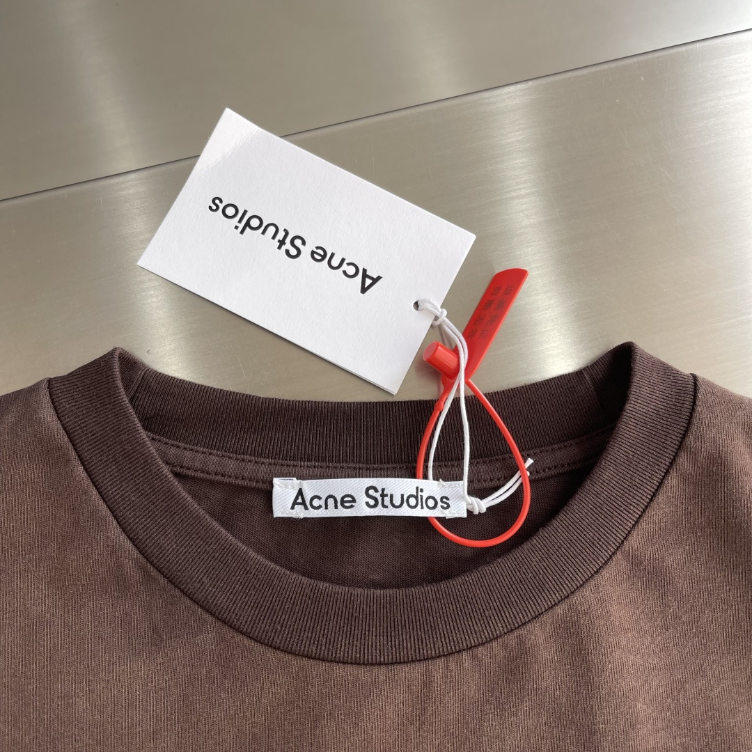 -Acne Studios 做旧徽标短袖定制雅棉双股绵柔平纹织物 柔软细腻 舒适贴肤 以纯粹与洁净的白色