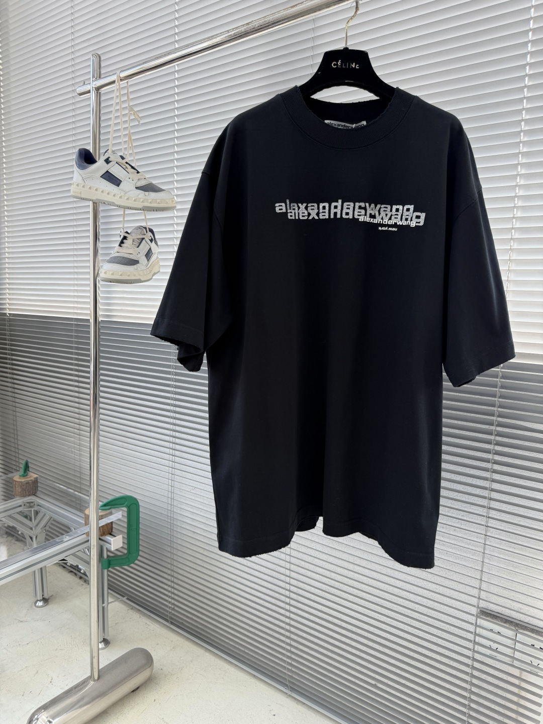 -Alexander Wang 2026SS春夏新款闪银粉对位印花短袖T恤，太帅了 印花发泡很有质感，采