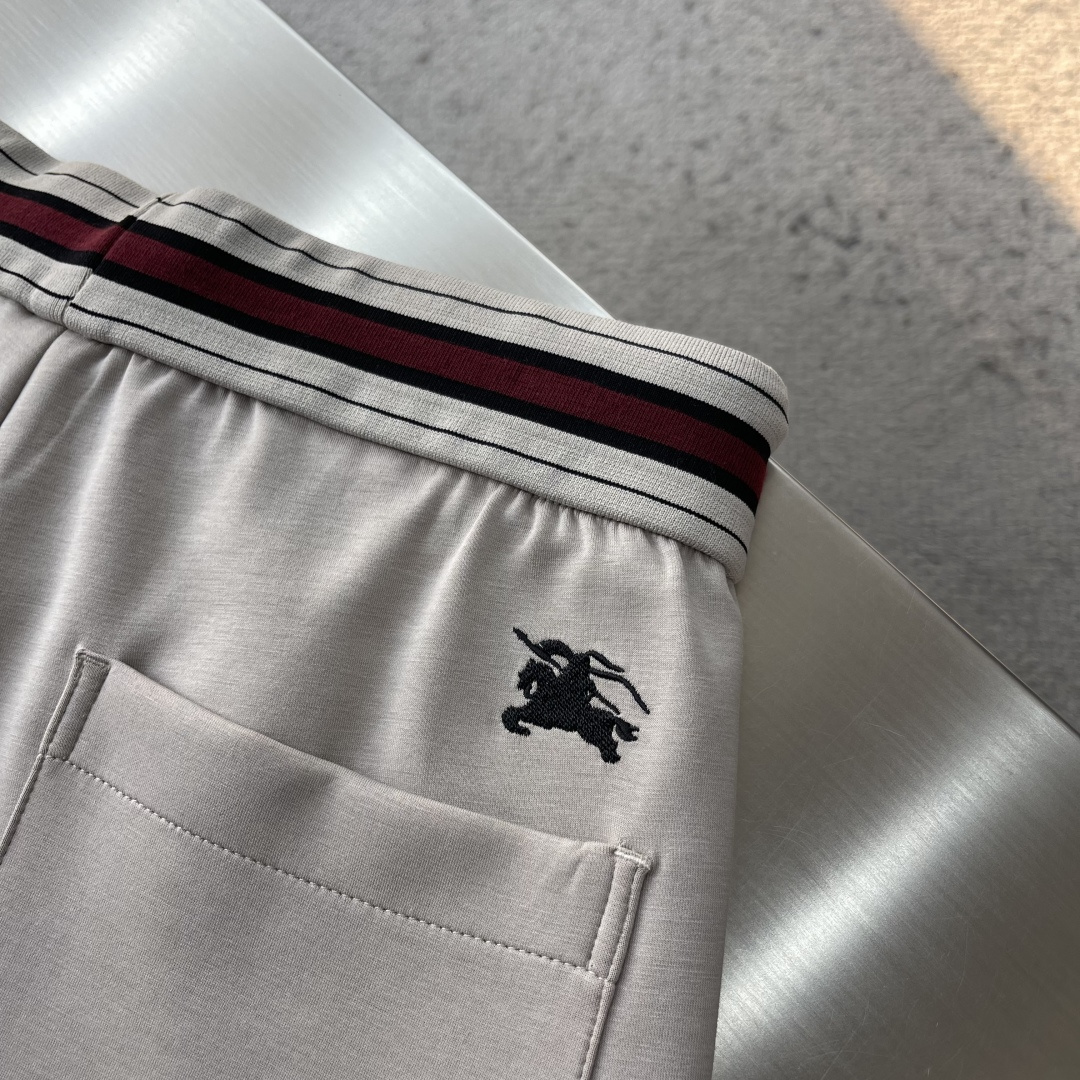 -BBR 2026春夏新款铜氨丝莫代尔空气层休闲卫裤，裤身上刺绣标志性品牌标识，客供定制品牌刻印五金配件