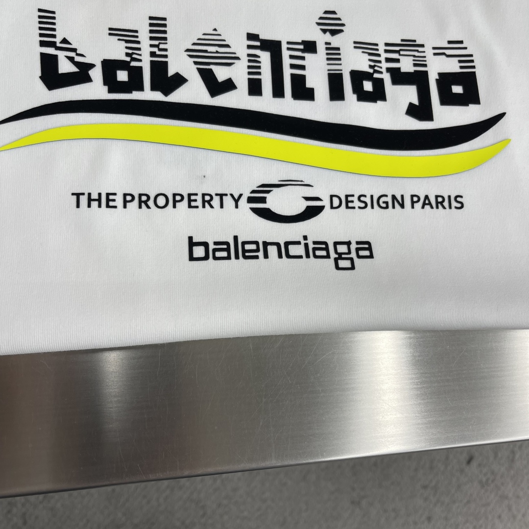 -Balenciag 2026春夏新款短袖T恤定制纯棉字母logo贴布印花颜色：黑色 白色 码数：M L