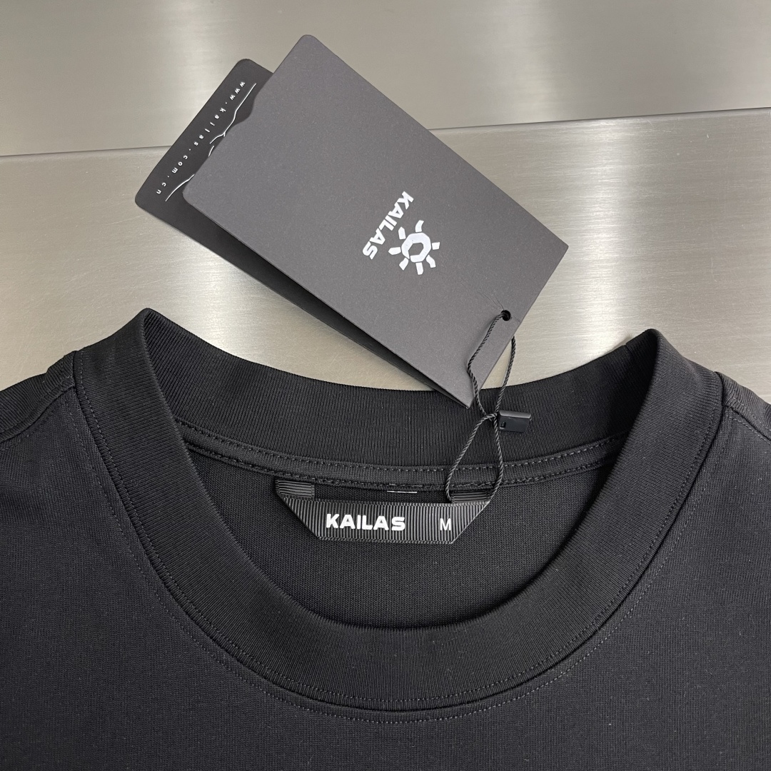 -KAILAS 2026春夏新款短袖T恤定制纯棉字母logo刺绣码数：M L XL XXL
