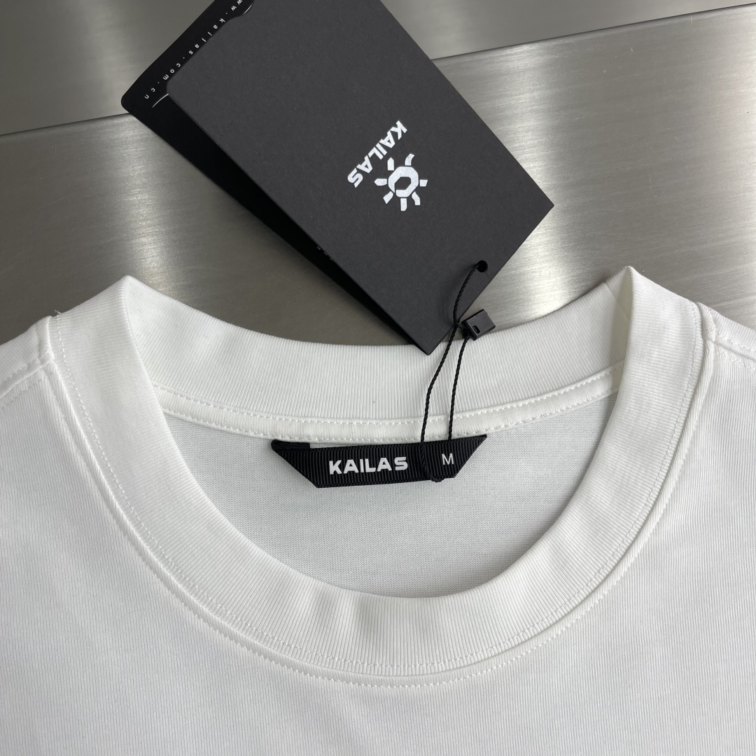 -KAILAS 2026春夏新款短袖T恤定制纯棉字母logo刺绣码数：M L XL XXL