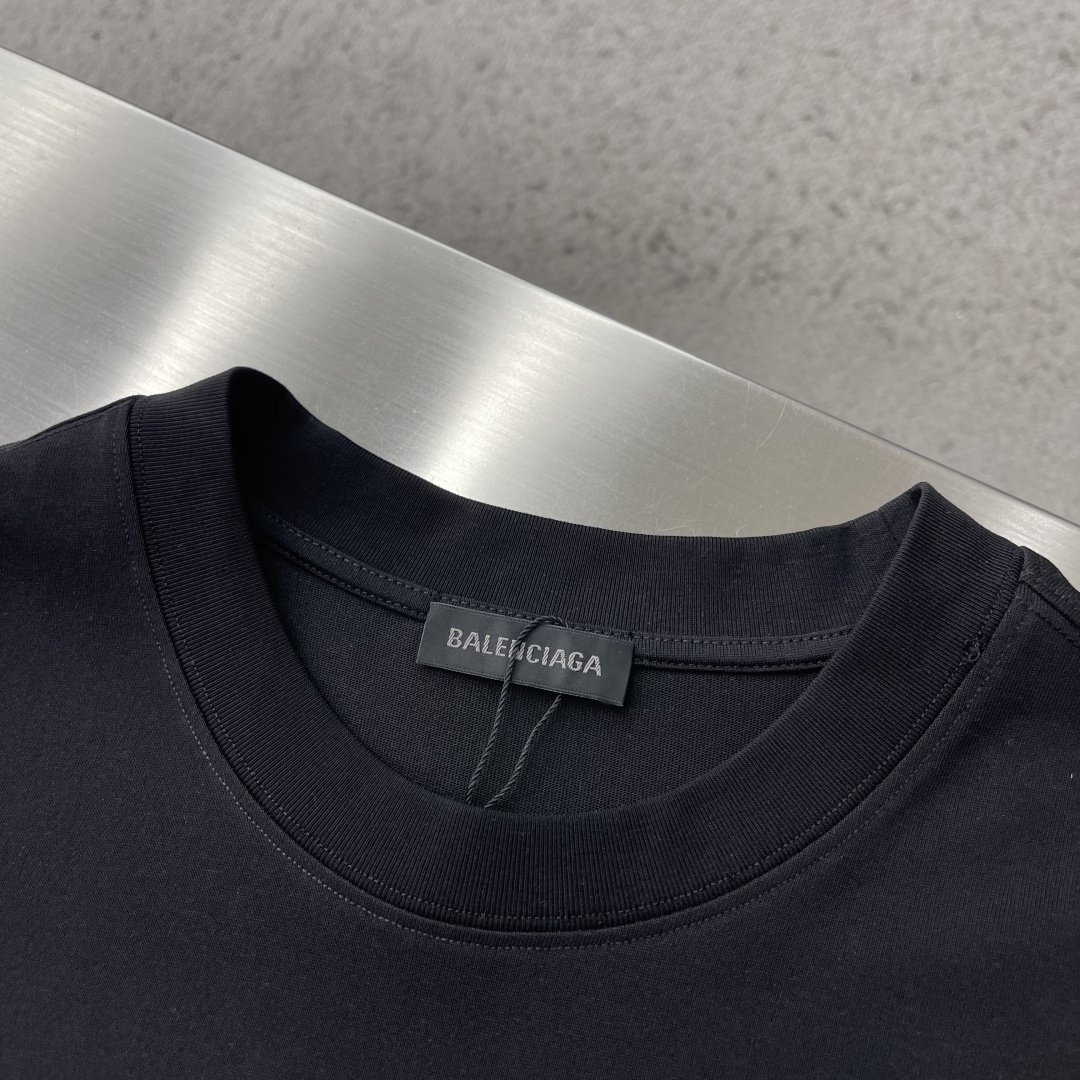 -Balenciag 2026春夏新款短袖T恤定制纯棉字母logo贴布印花 码数：M L XL XXL