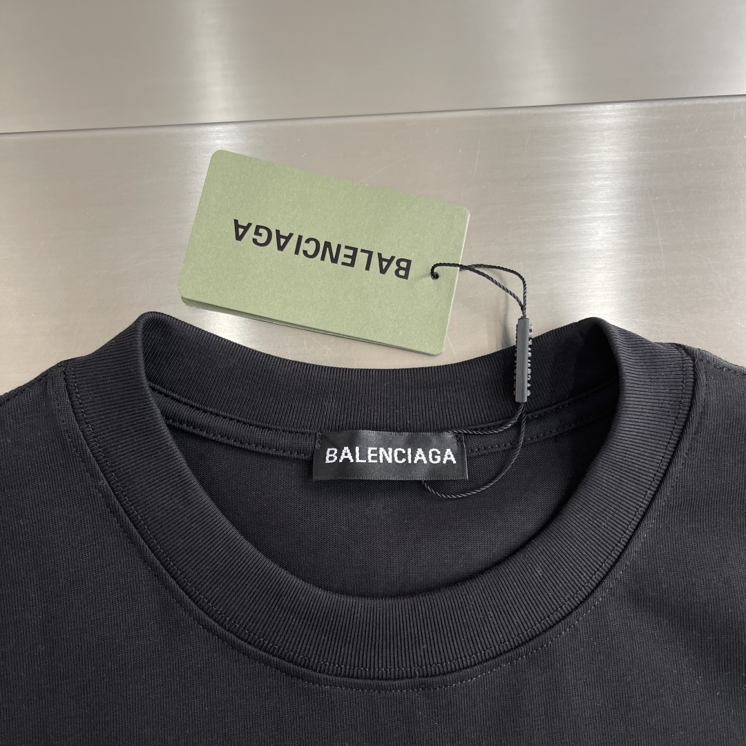 -Balenciag 印花圆领短袖T恤 面料260克新疆棉 提前做过预缩水1×1双纱洗一辈子都不会变形的