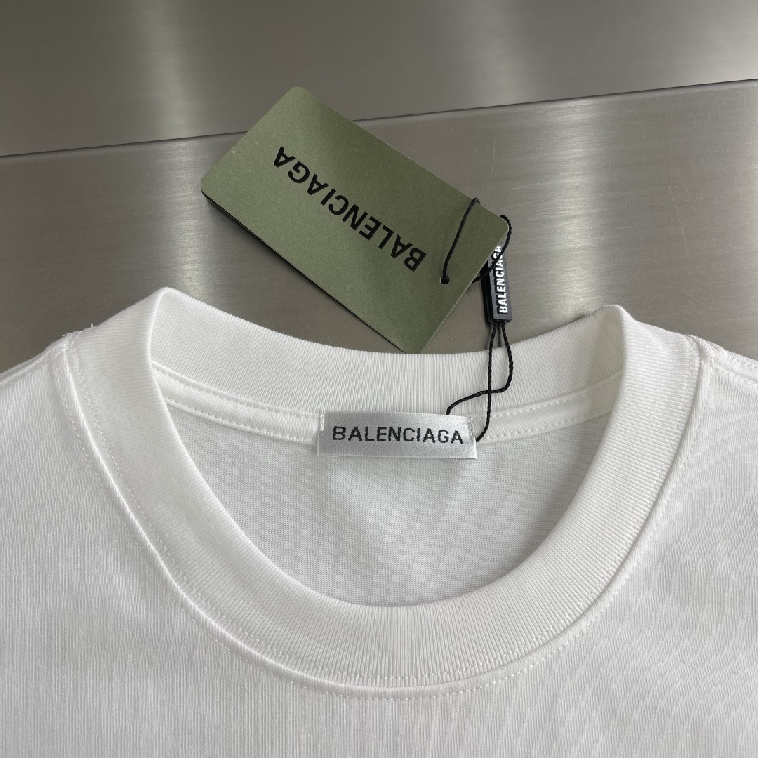-Balenciag 印花圆领短袖T恤 面料260克新疆棉 提前做过预缩水1×1双纱洗一辈子都不会变形的