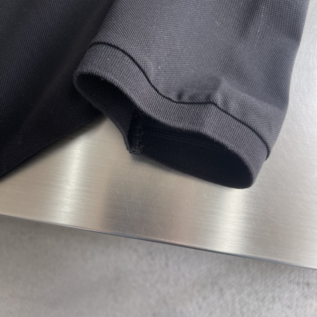 -Dio 26ss新款Polo 衫 黑色棉质珠地布 Dio* Clover 图案刺绣乔纳森·安德森 (J