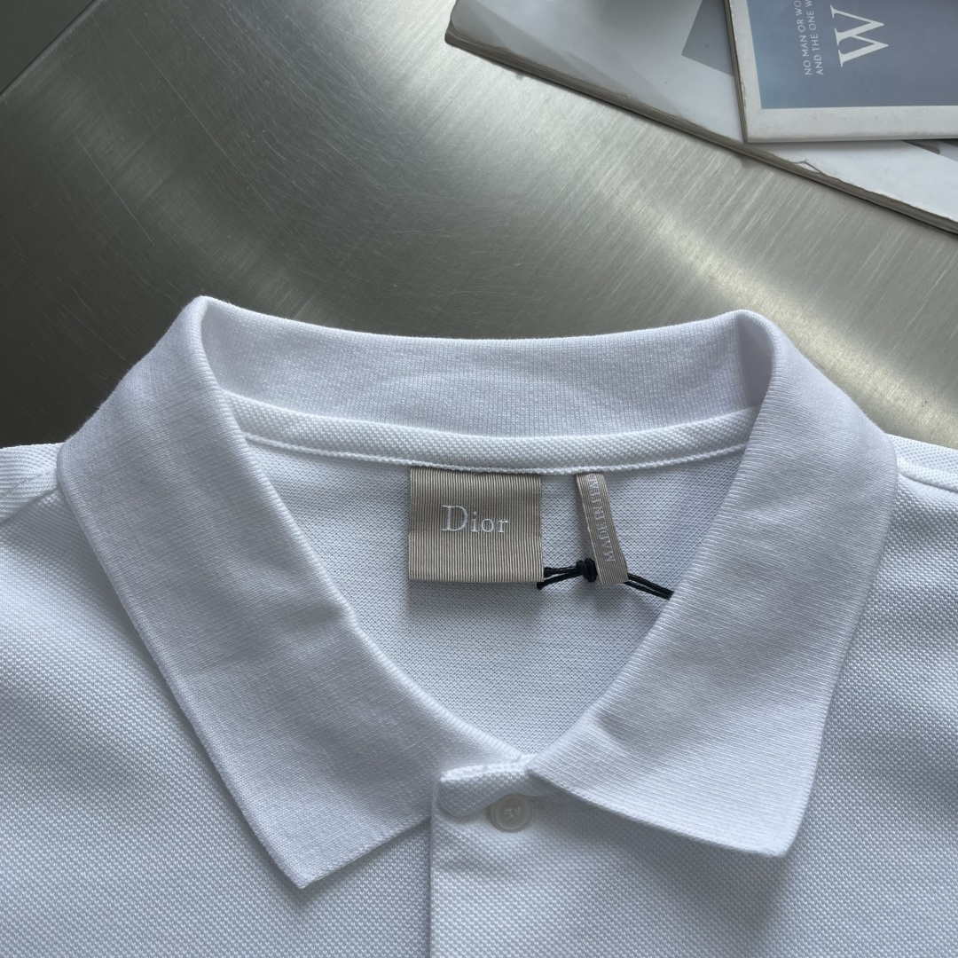 -Dio 26ss新款Polo 衫 黑色棉质珠地布 Dio* Clover 图案刺绣乔纳森·安德森 (J