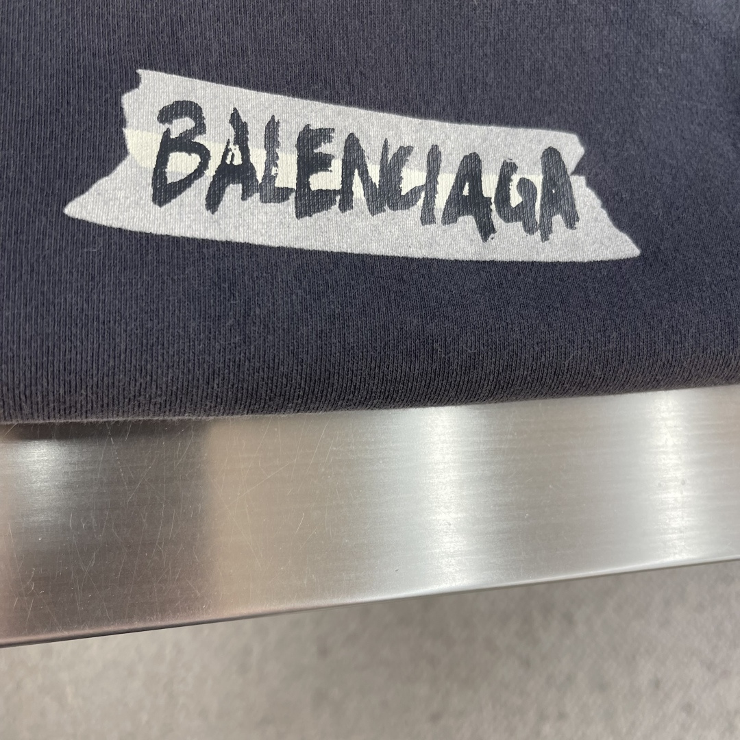 -BALENCIAG 26SS廓形胶浆印花毛圈连帽卫衣420克洗褪毛圈巴黎棉40支精梳棉双纱平纹布200