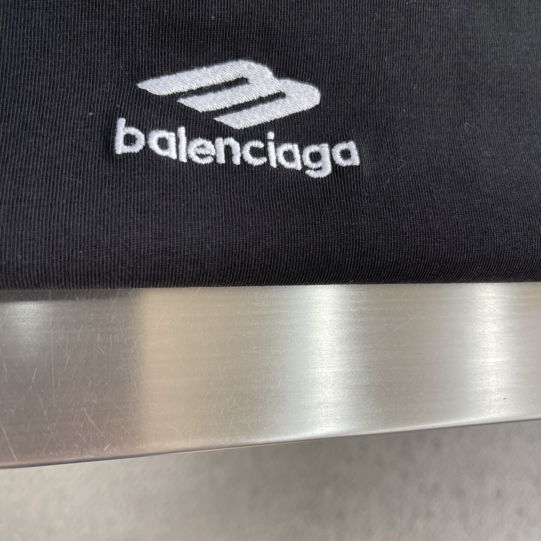 -BALENCIAG 26SS圆领套头字母刺绣廓形短袖T恤210克40支巴黎棉双纱面料280克1*1拉架