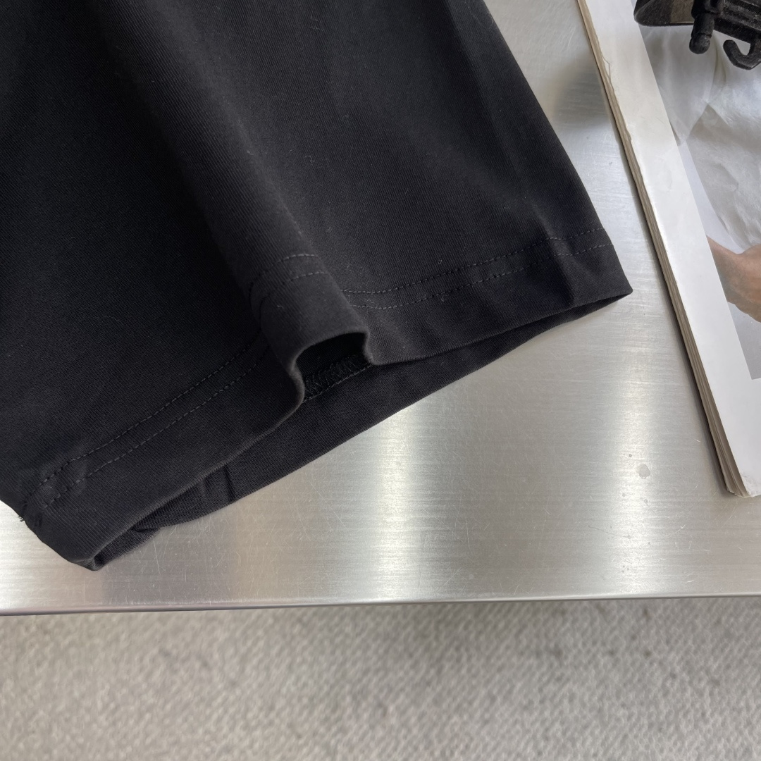 -BALENCIAG 26SS圆领套头字母刺绣廓形短袖T恤210克40支巴黎棉双纱面料280克1*1拉架