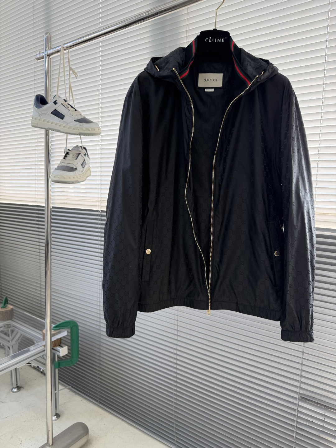 -GUCC 满印连帽夹克拉链开合设计，暗纹满印设计，两侧钮扣插兜口袋，松紧袖口及下摆！码数：48-56（