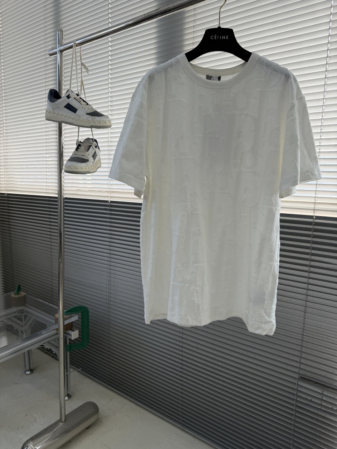 -DIO 25SS满身提花LOGO宽松T恤定制240克DIOR100%精梳棉提花面料配套1*1拉架罗纹提